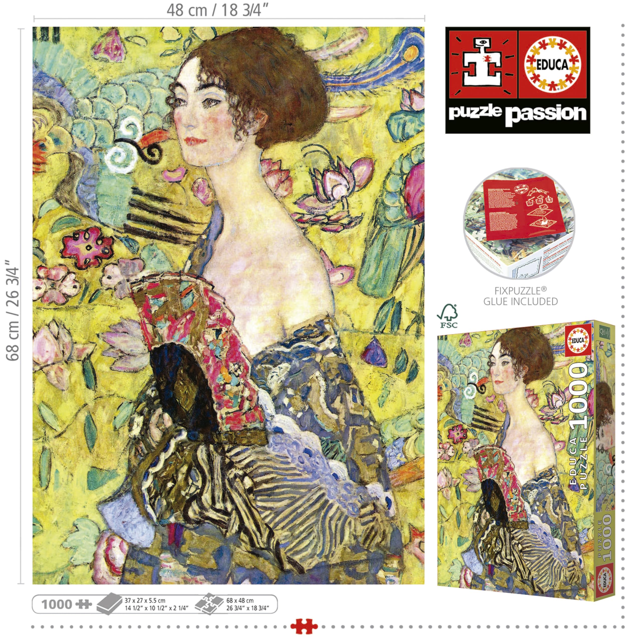 educa-19932-dame-mit-f-cher-puzzle-1000-teile-klimt image 4