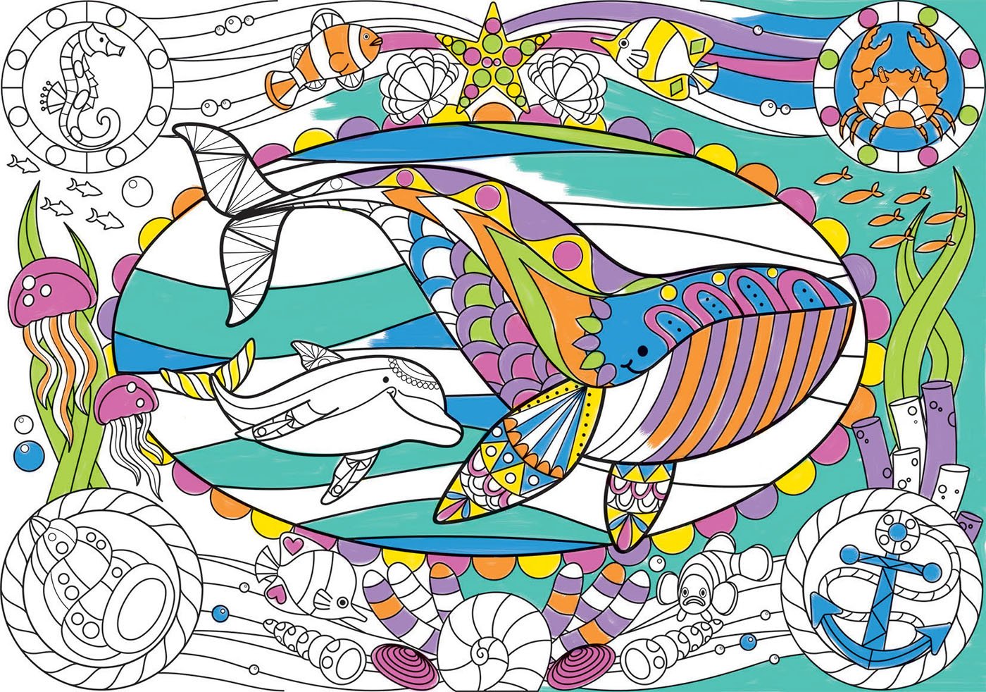 educa-17827-colouring-meerestiere-puzzle-150-teile-zum-ausmalen image 3