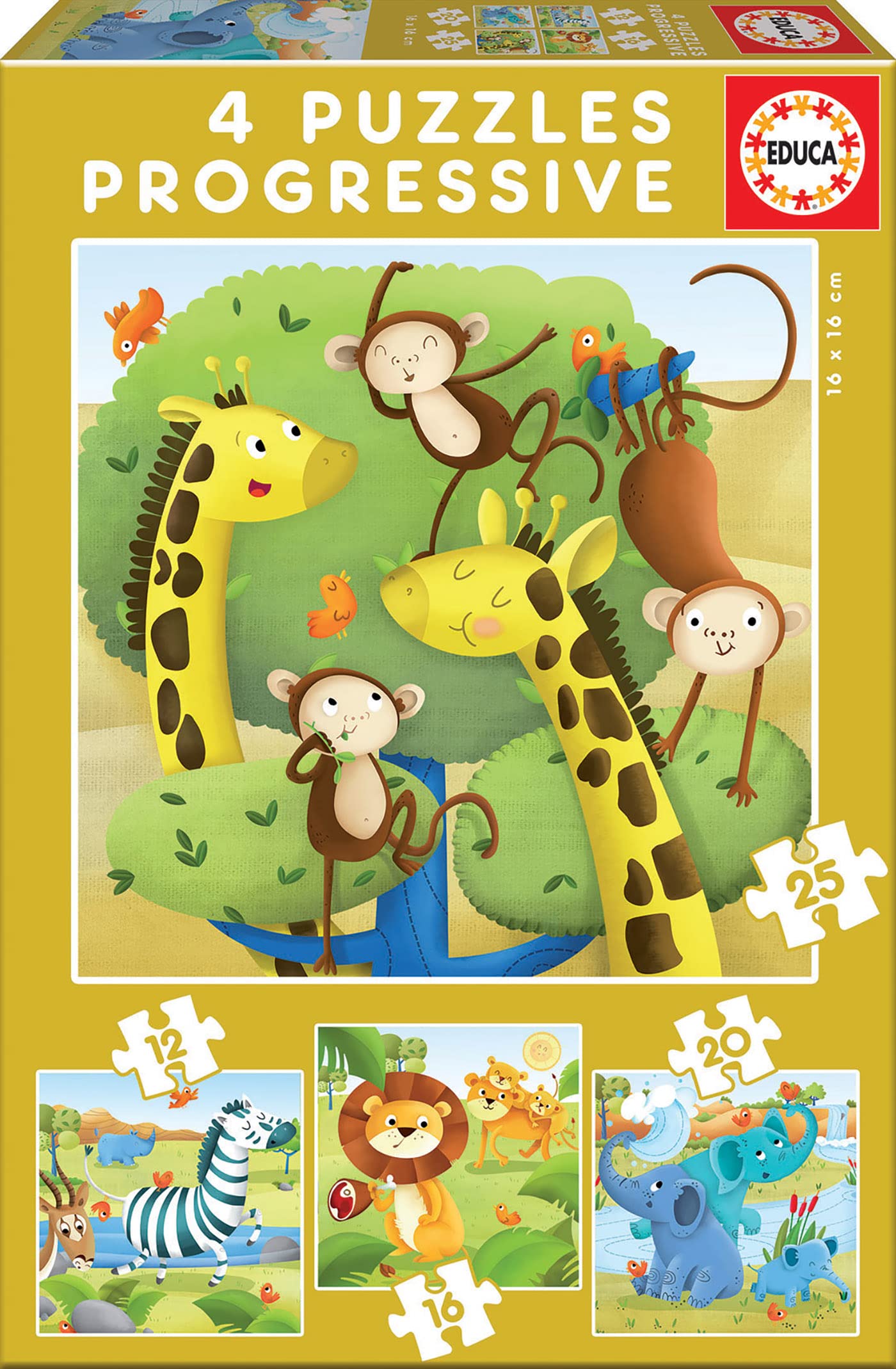 educa-wilde-tiere-4in1-kinderpuzzle-12-25-teile-ab-3-jahren image 1