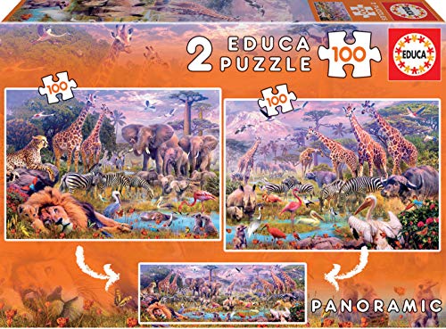 educa-wilde-tiere-kinderpuzzle-2x100-teile-panorama-ab-6 image 5