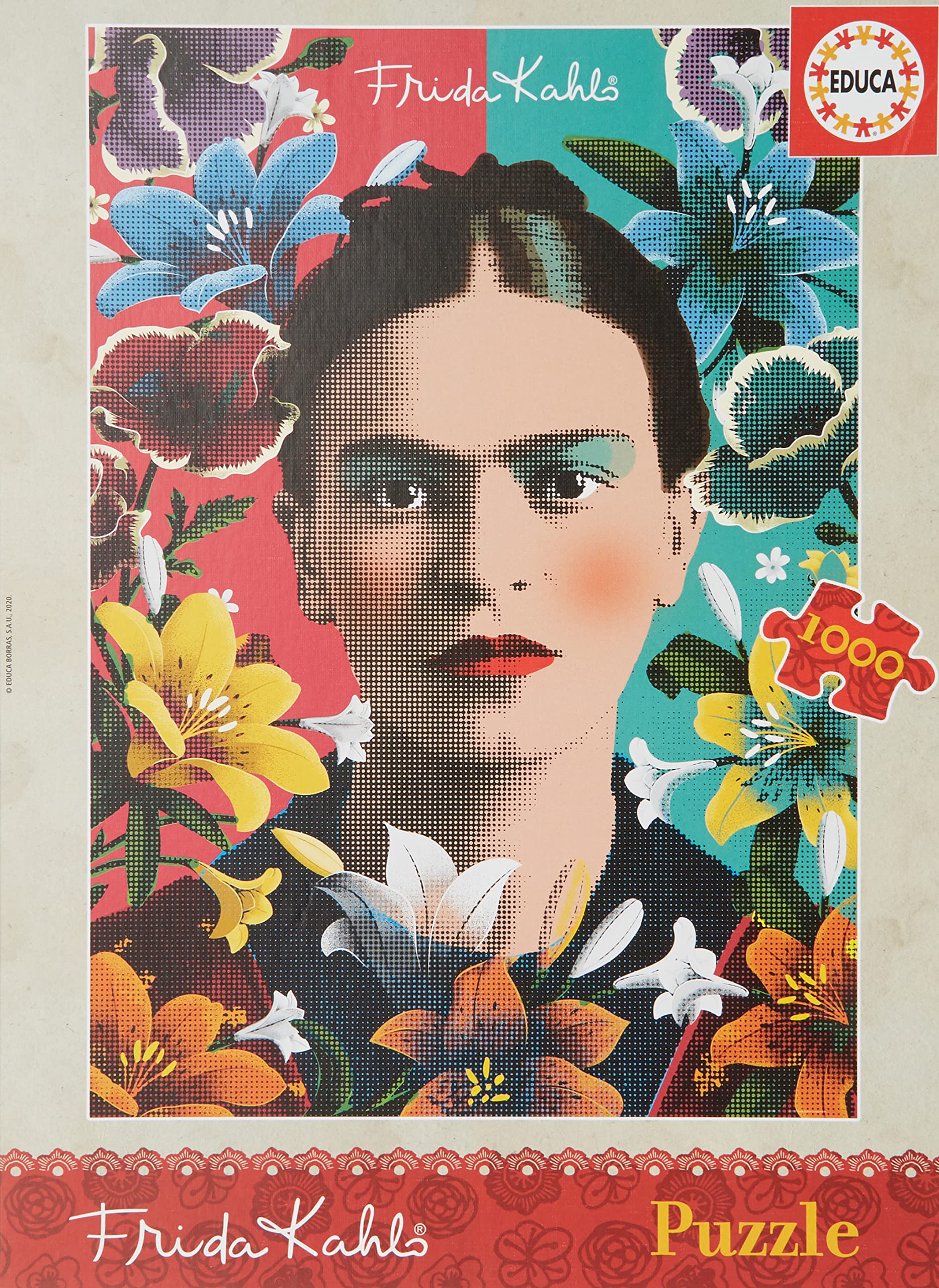 educa-18493-frida-kahlo-puzzle-1000-teile-kunst-portrait image 3