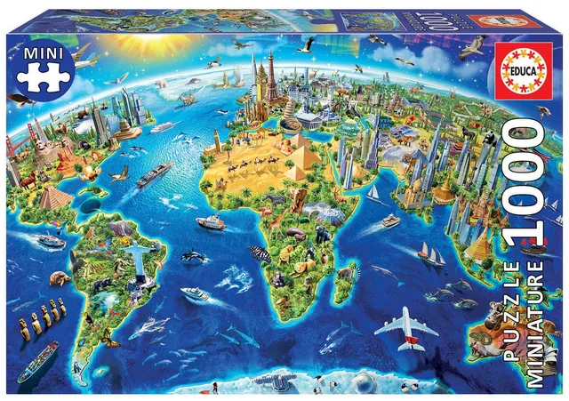 educa-wahrzeichen-der-welt-puzzle-1000-teile-miniatur-19036 image 1