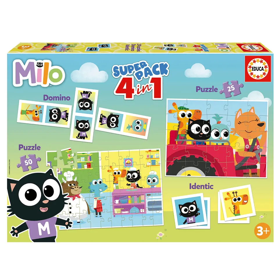 educa-milo-19684-superpack-4in1-spieleset-memo-domino-2-puzzle-3j image 1