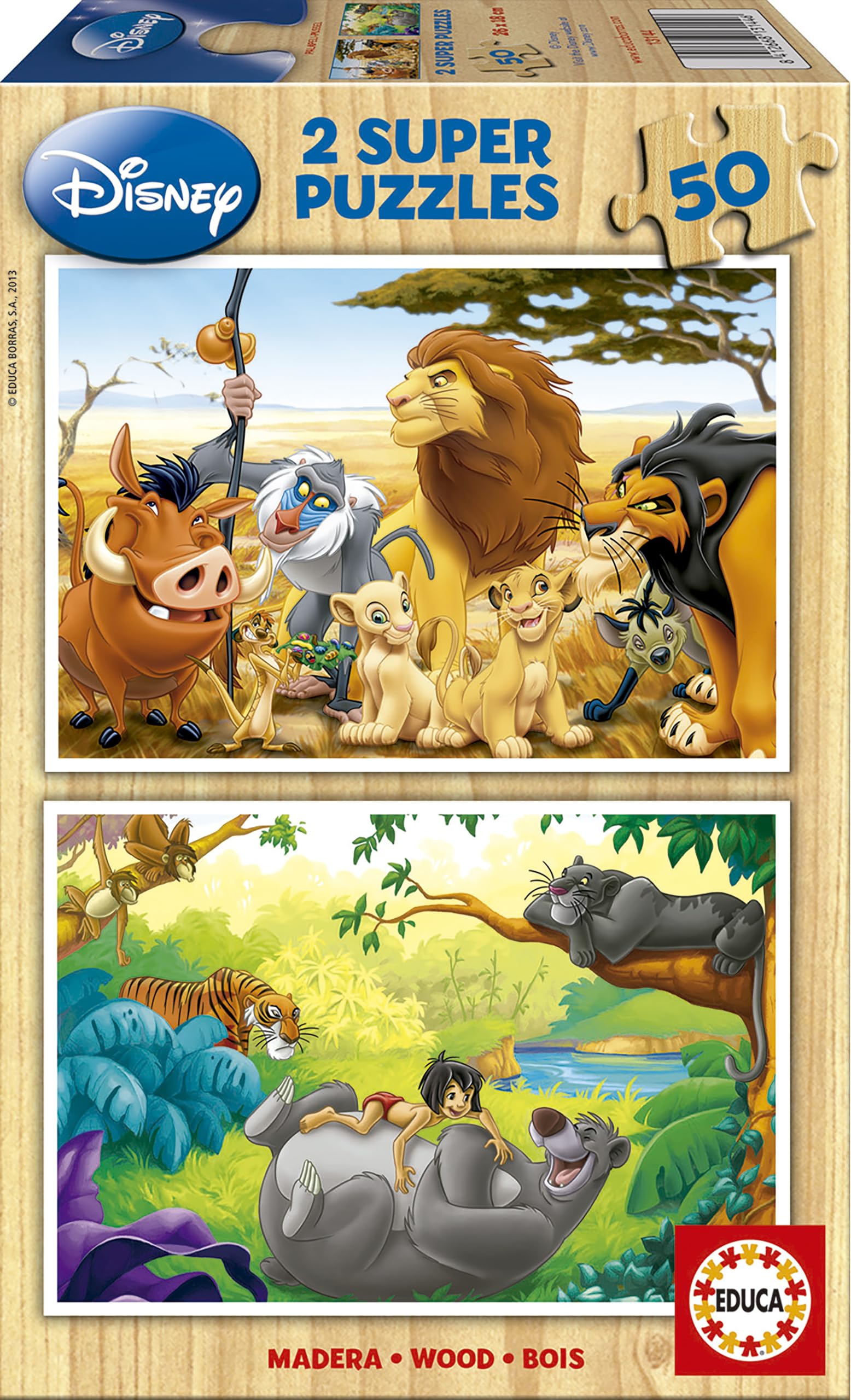 educa-disney-tierfreunde-holzpuzzle-2x50-teile-ab-4-jahren image 1