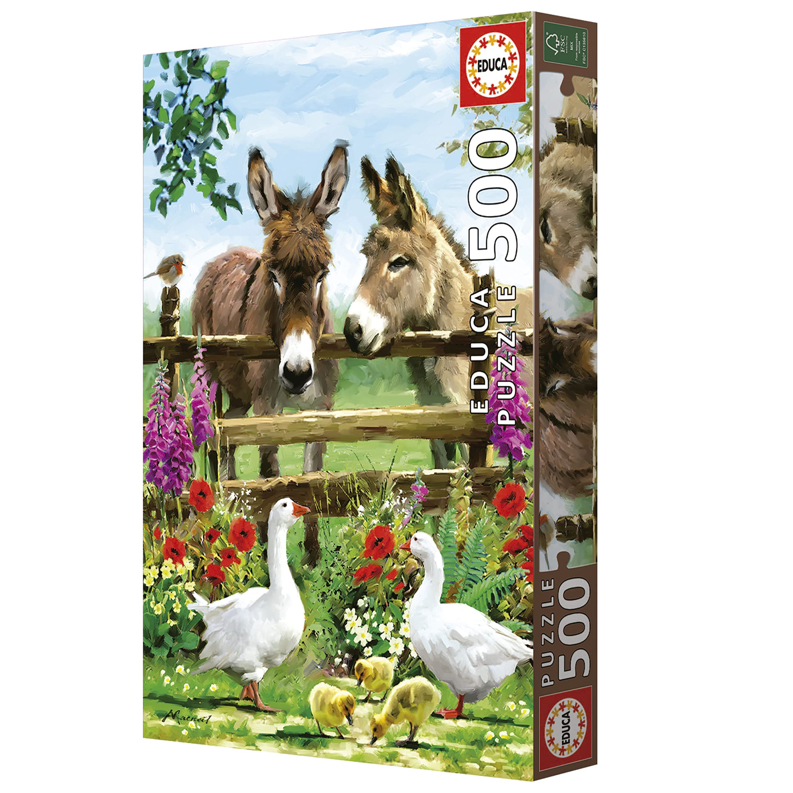 educa-19553-esel-puzzle-500-teile-tiermotiv-g-nse-34x48 image 4