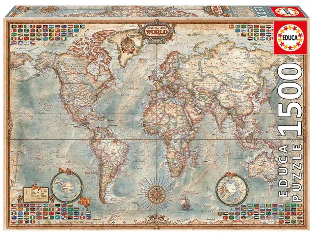 educa-antike-karte-1500-teile-puzzle-weltkarte-85x60-cm image 1