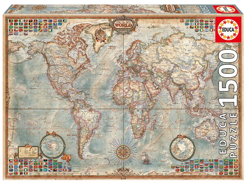 educa-antike-karte-1500-teile-puzzle-weltkarte-85x60-cm image 1