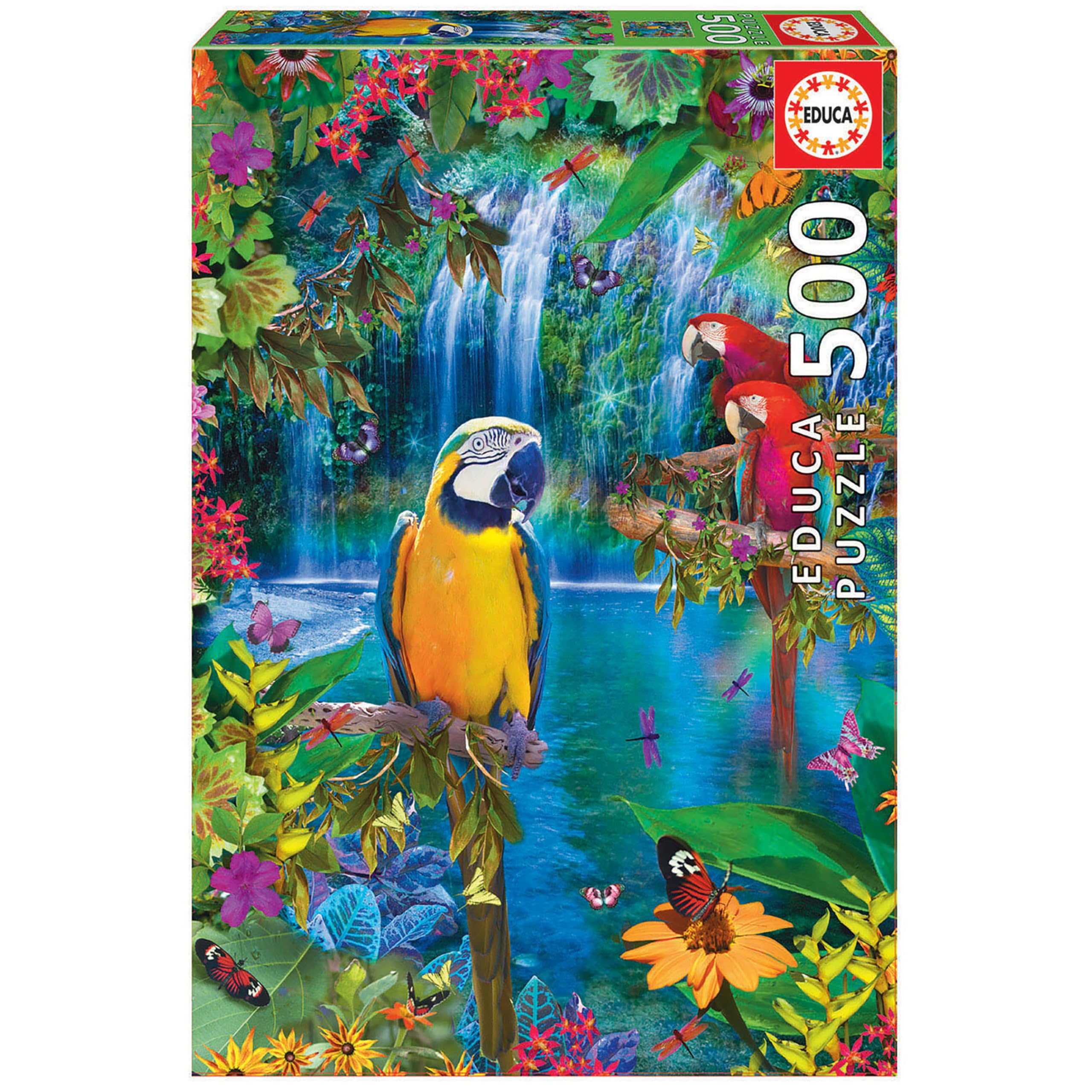 educa-15512-v-gel-in-den-tropen-puzzle-500-teile-papagei image 1