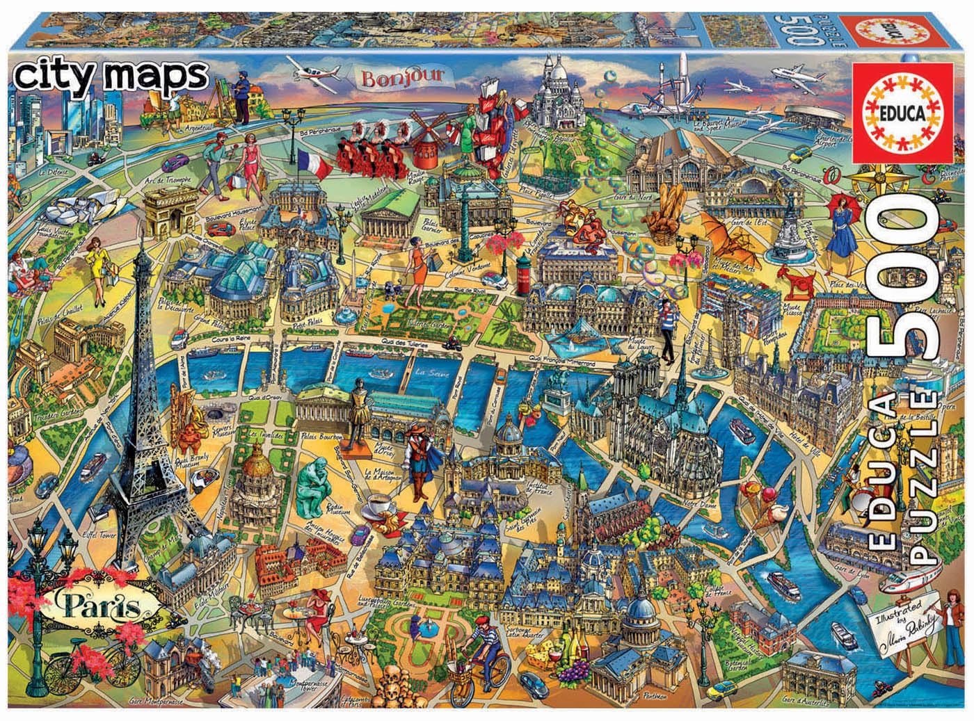 educa-paris-city-maps-500-teile-puzzle-48x34-ab-10 image 1