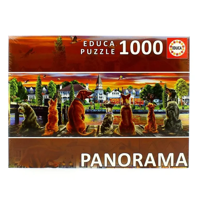 educa-17689-hunde-auf-dem-pier-1000-teile-panorama-puzzle image 1