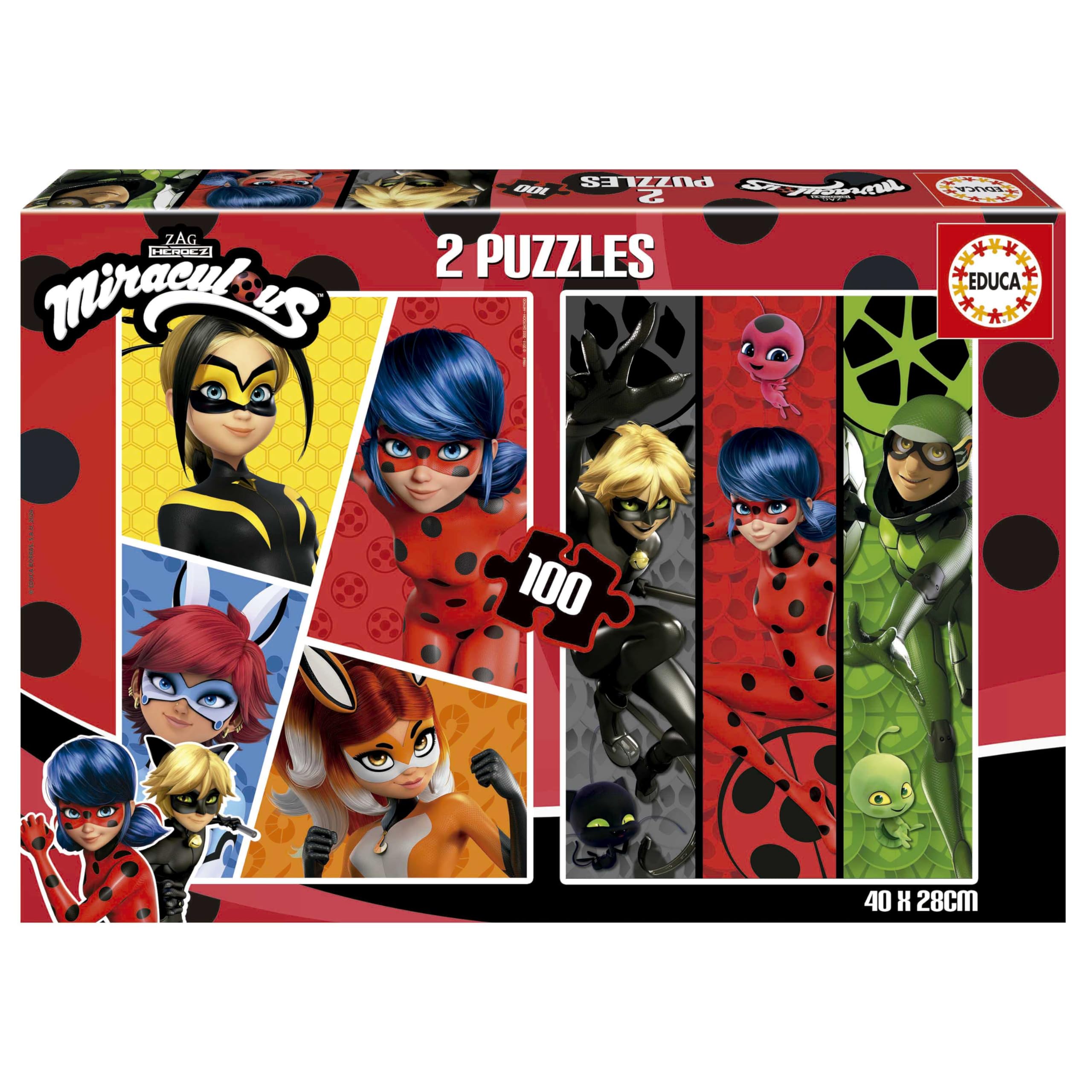 educa-ladybug-19969-2x100-teile-kinderpuzzle-40x28-cm image 1