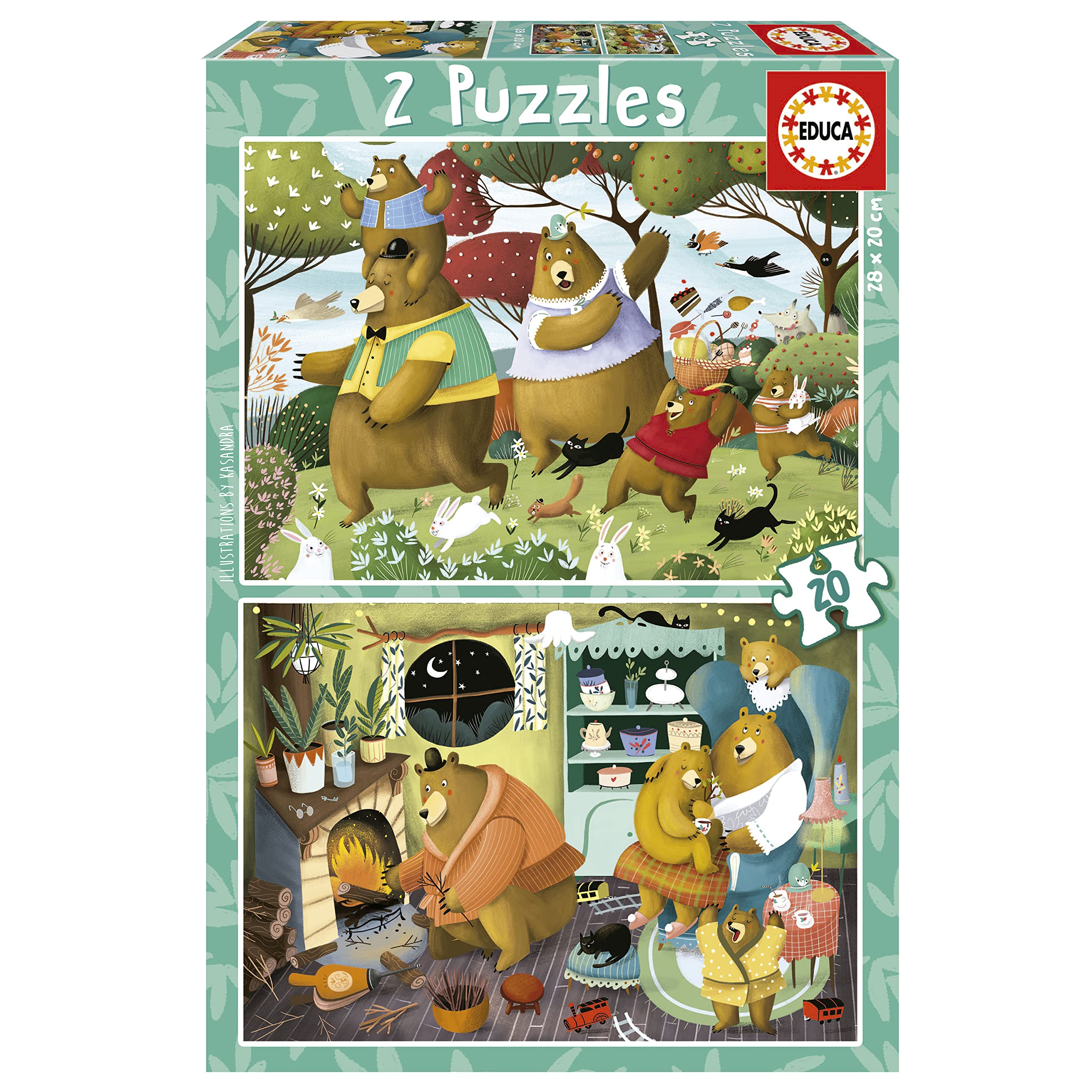 educa-waldgeschichten-kinderpuzzle-2x20-teile-waldtiere-ab-3-j image 1