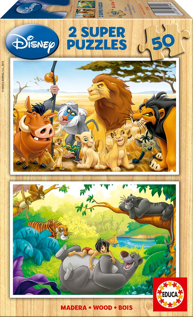 educa-disney-tierfreunde-holzpuzzle-2x50-teile-ab-4-jahren image 1