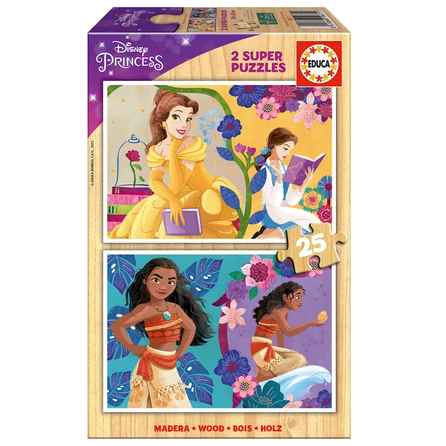 educa-19671-disney-princess-holzpuzzle-2x25-teile-ab-3-j image 1