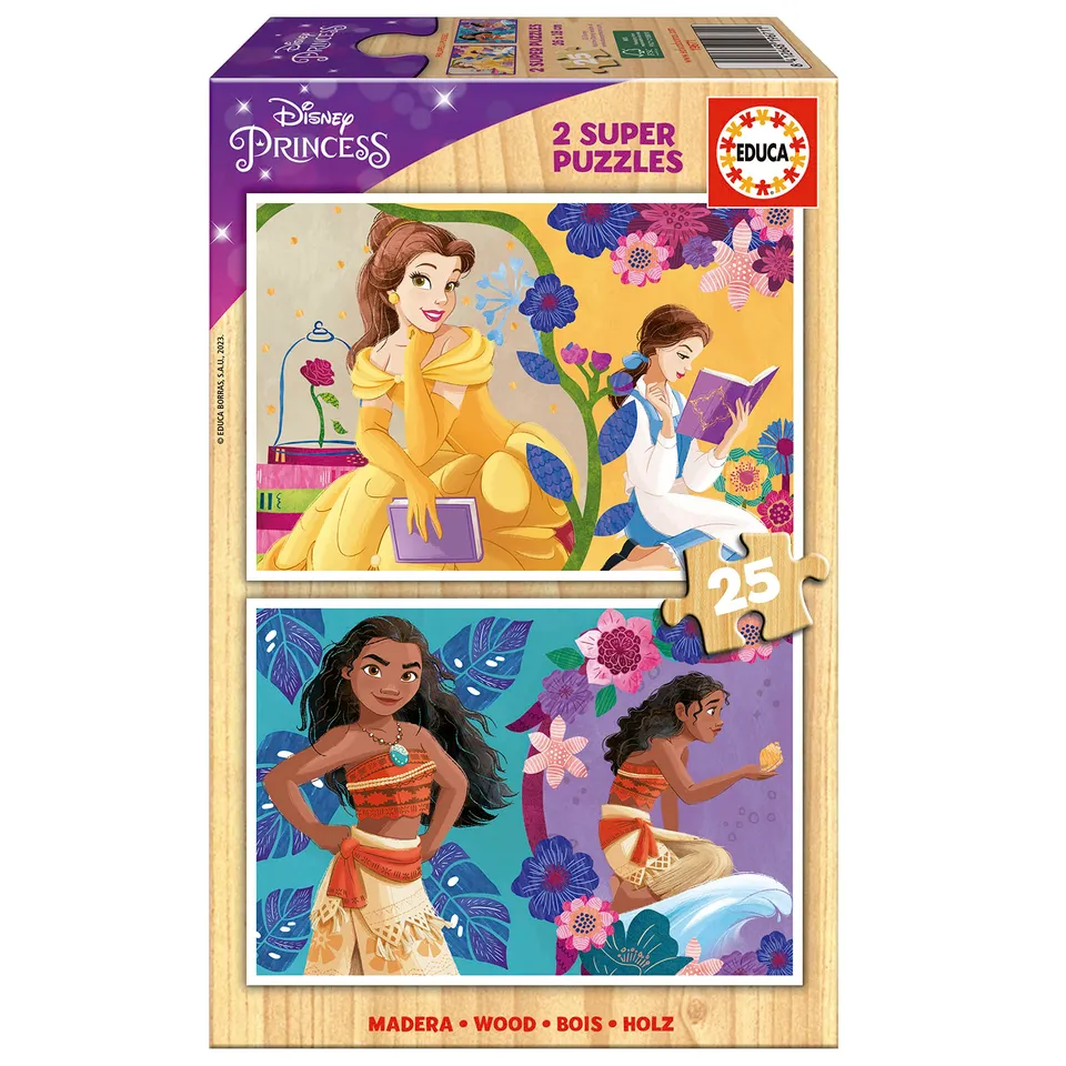 educa-19671-disney-princess-holzpuzzle-2x25-teile-ab-3-j image 1