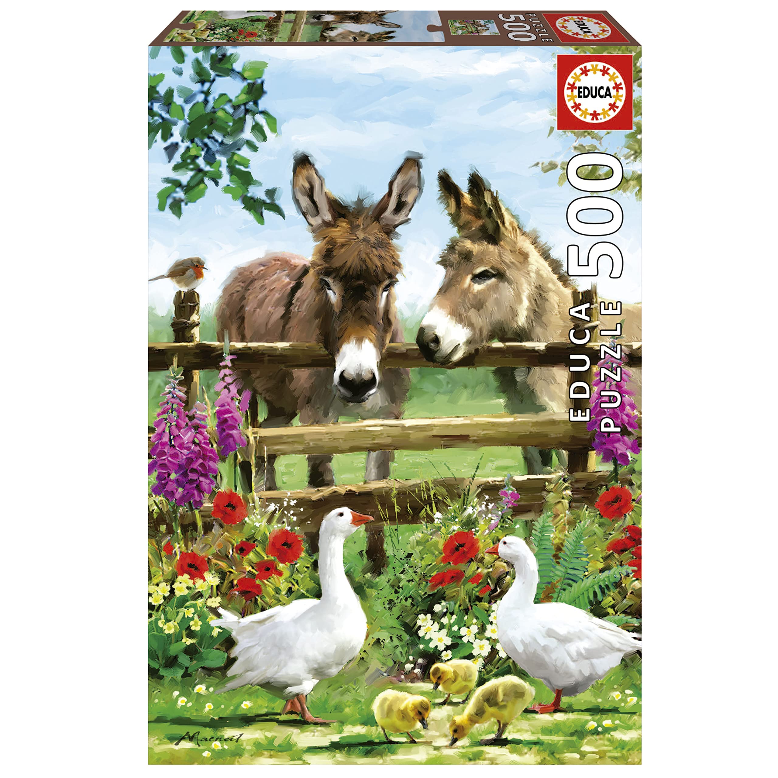 educa-19553-esel-puzzle-500-teile-tiermotiv-g-nse-34x48 image 1