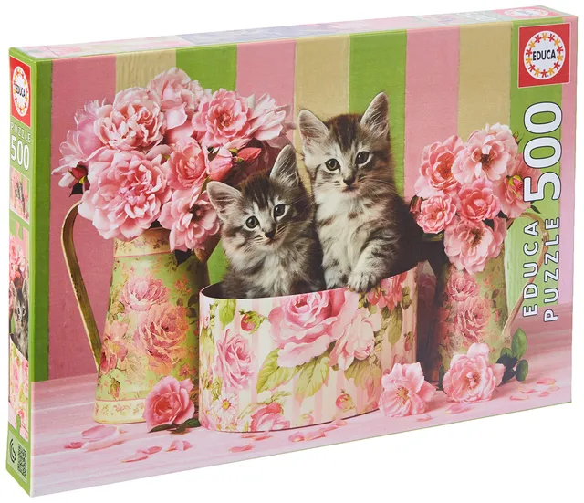 educa-k-tzchen-und-rosen-17960-500-teile-puzzle-katzen image 1