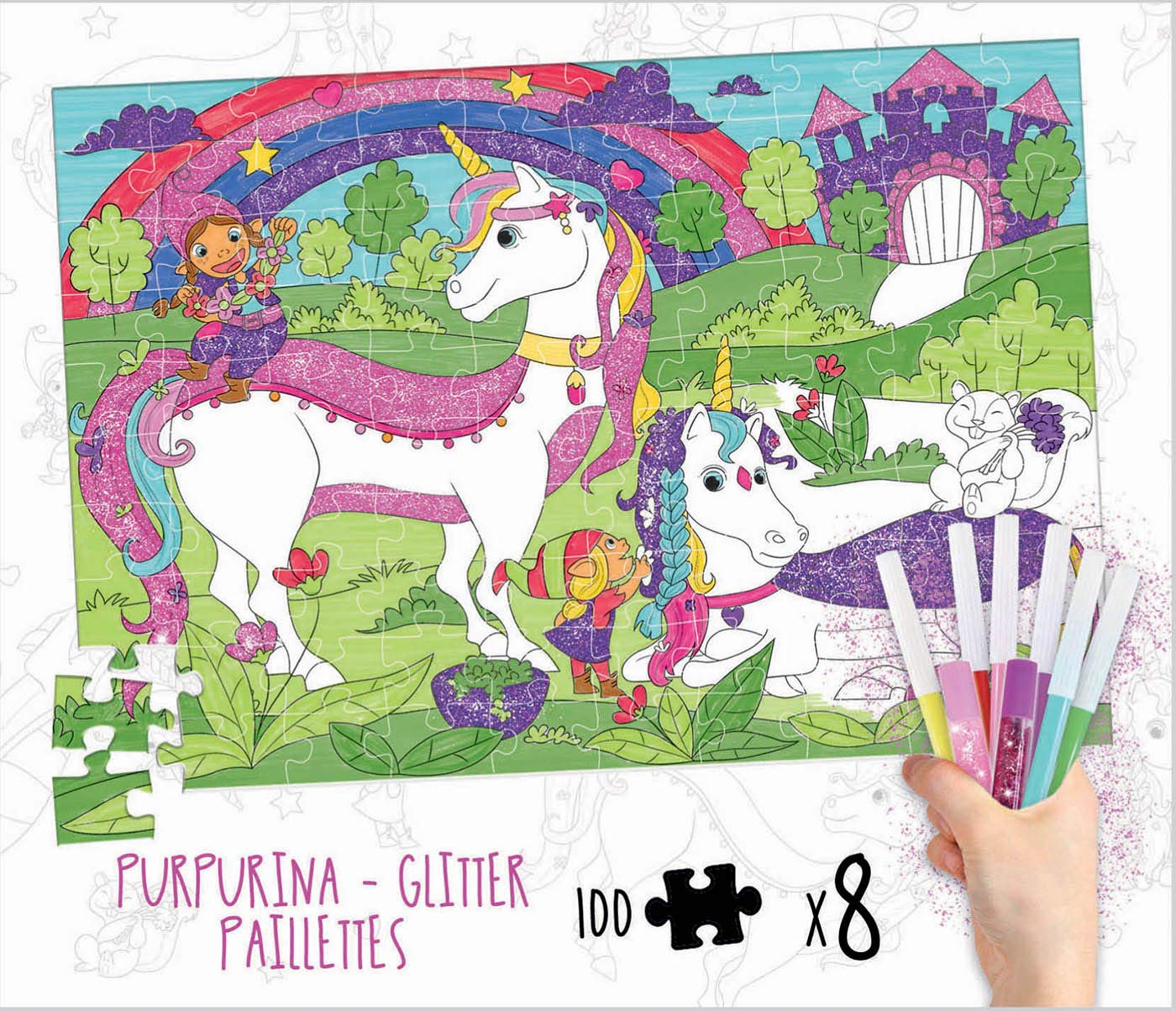 educa-colouring-einhorn-malpuzzle-100-teile-mit-stiften image 2
