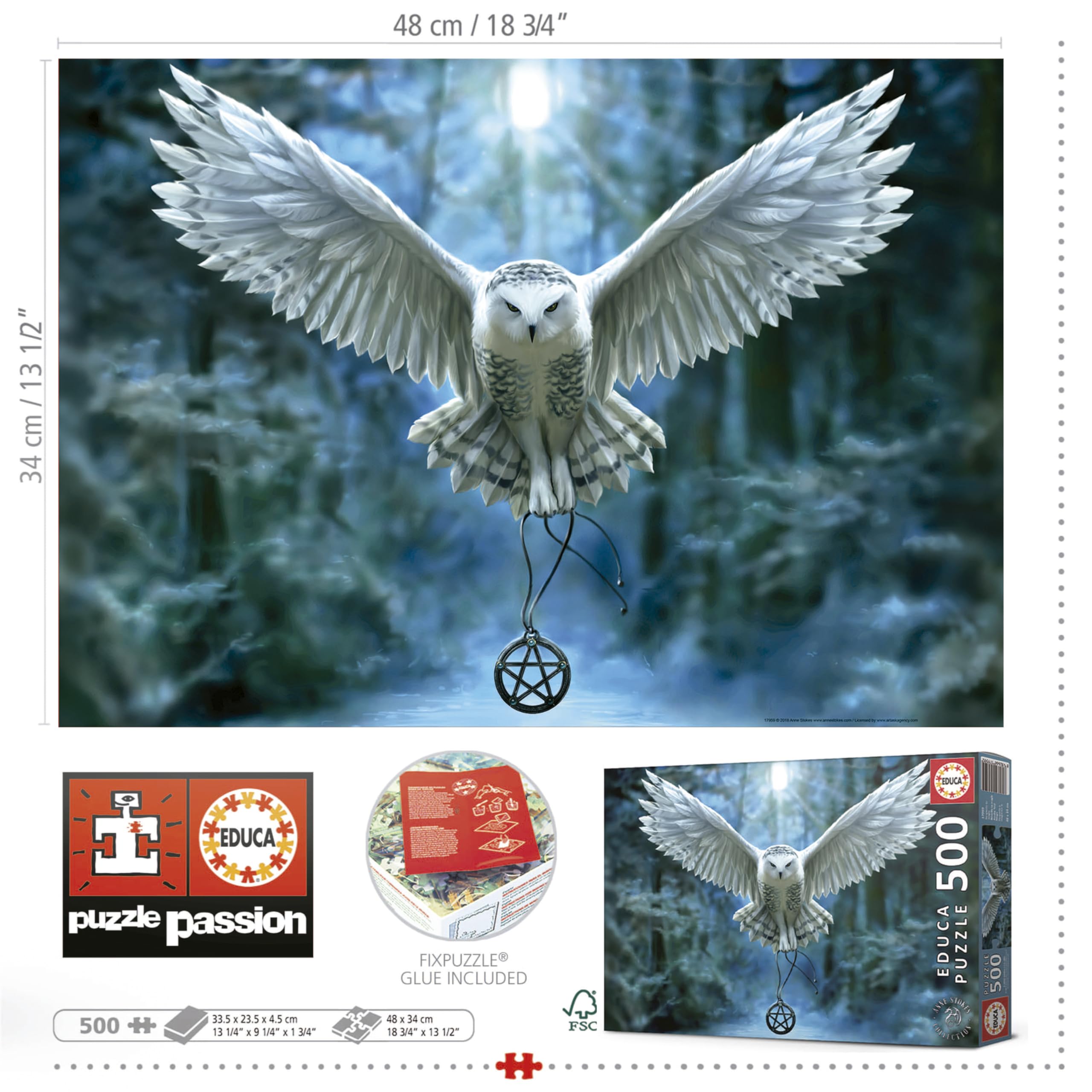educa-magische-eule-500-teile-puzzle-schneeeule-fantasy-17959 image 3
