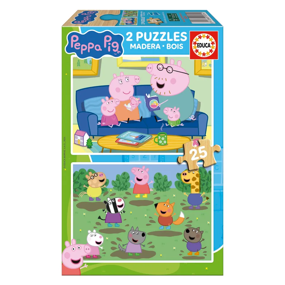 educa-peppa-pig-20324-holzpuzzle-2x25-teile-ab-4-jahren image 1