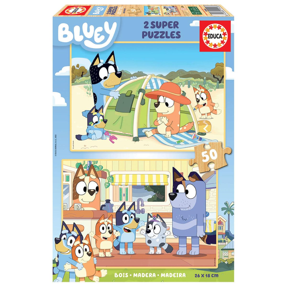 educa-19408-bluey-holzpuzzle-2x50-teile-kinder-ab-4-jahren image 1