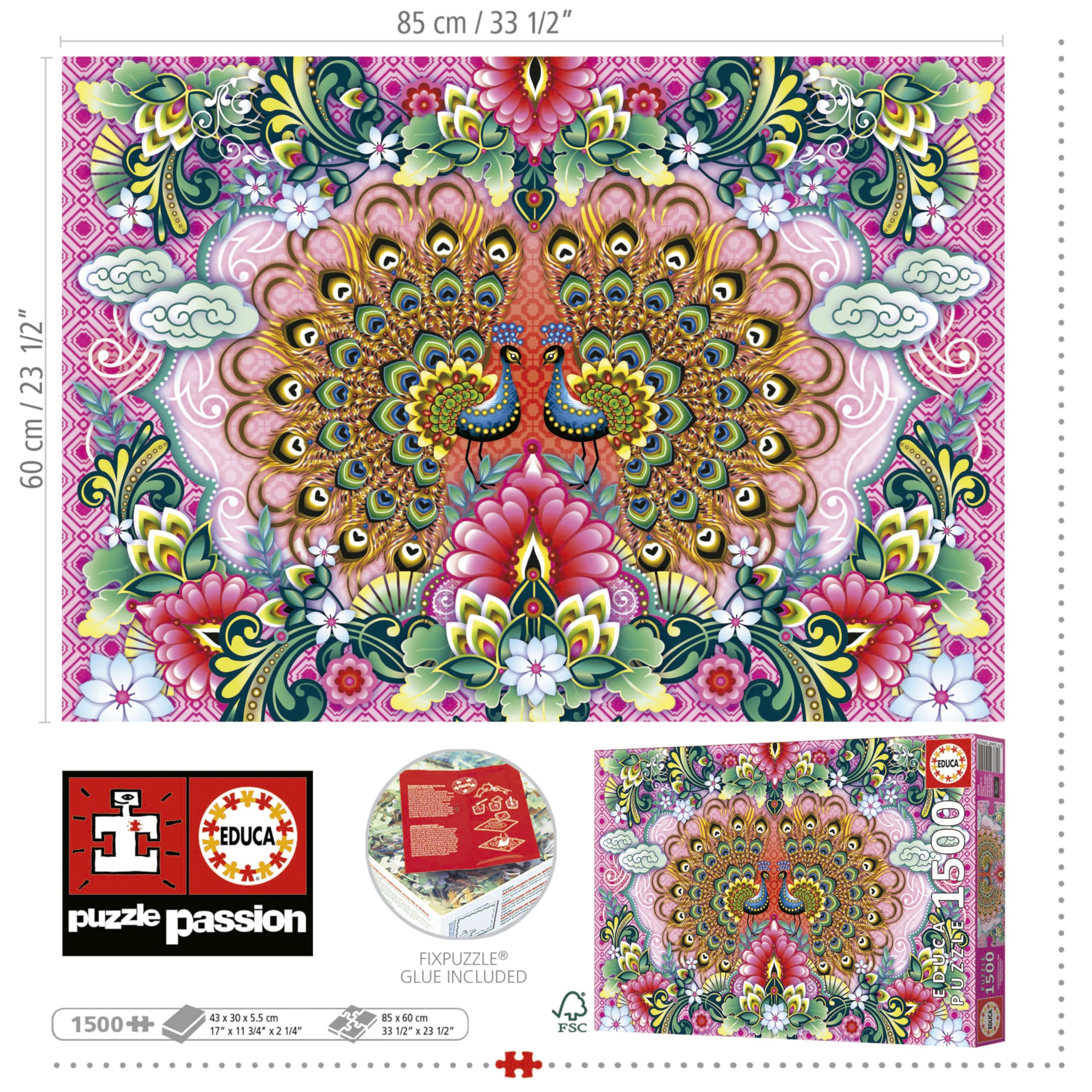 educa-19942-pavoni-del-bengala-puzzle-1500-teile-85x60-cm image 5