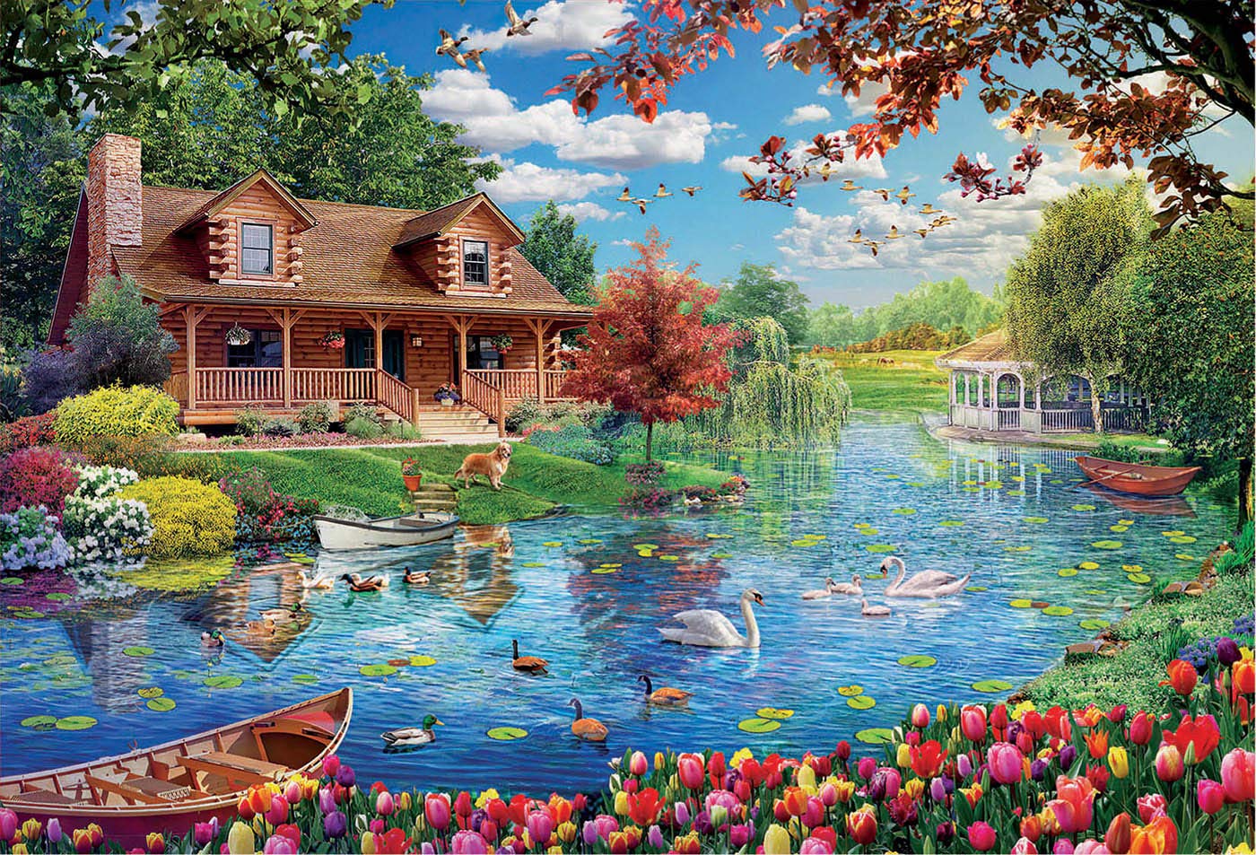 educa-19056-haus-am-see-puzzle-5000-teile-landschaft image 2