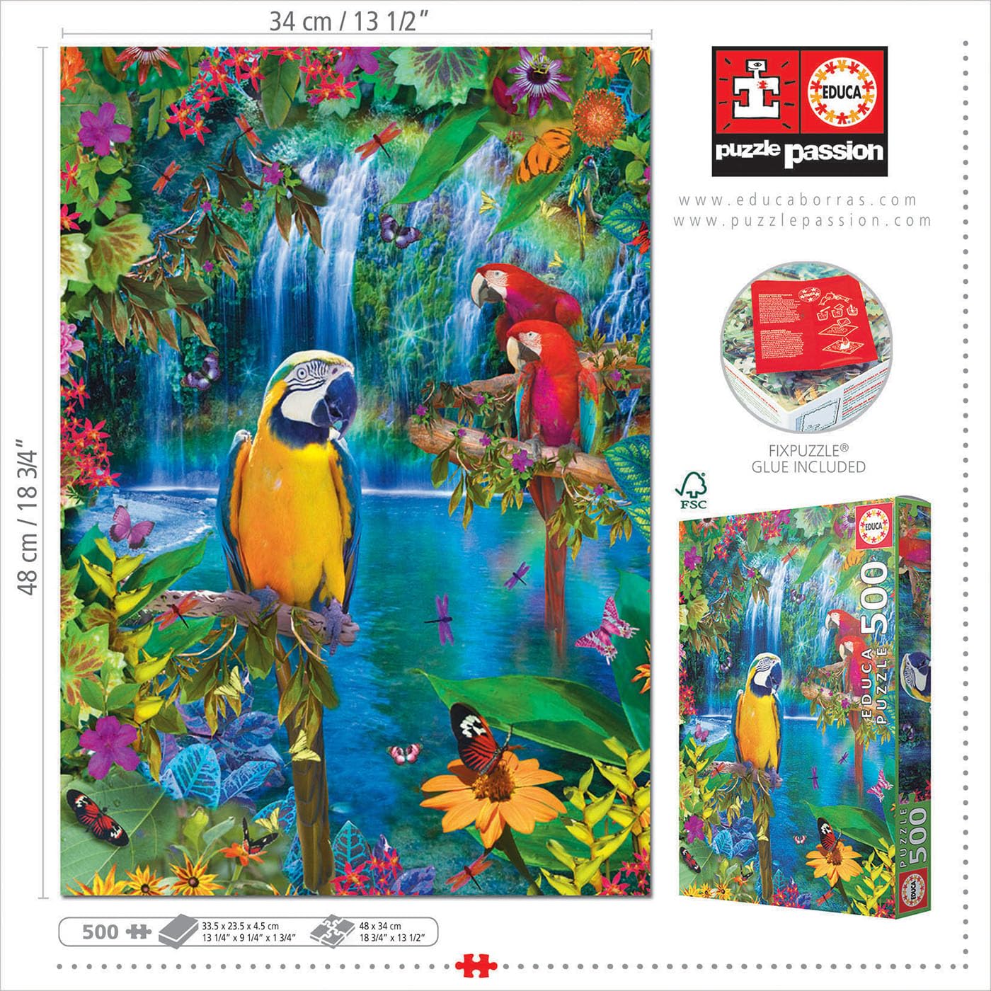 educa-15512-v-gel-in-den-tropen-puzzle-500-teile-papagei image 5