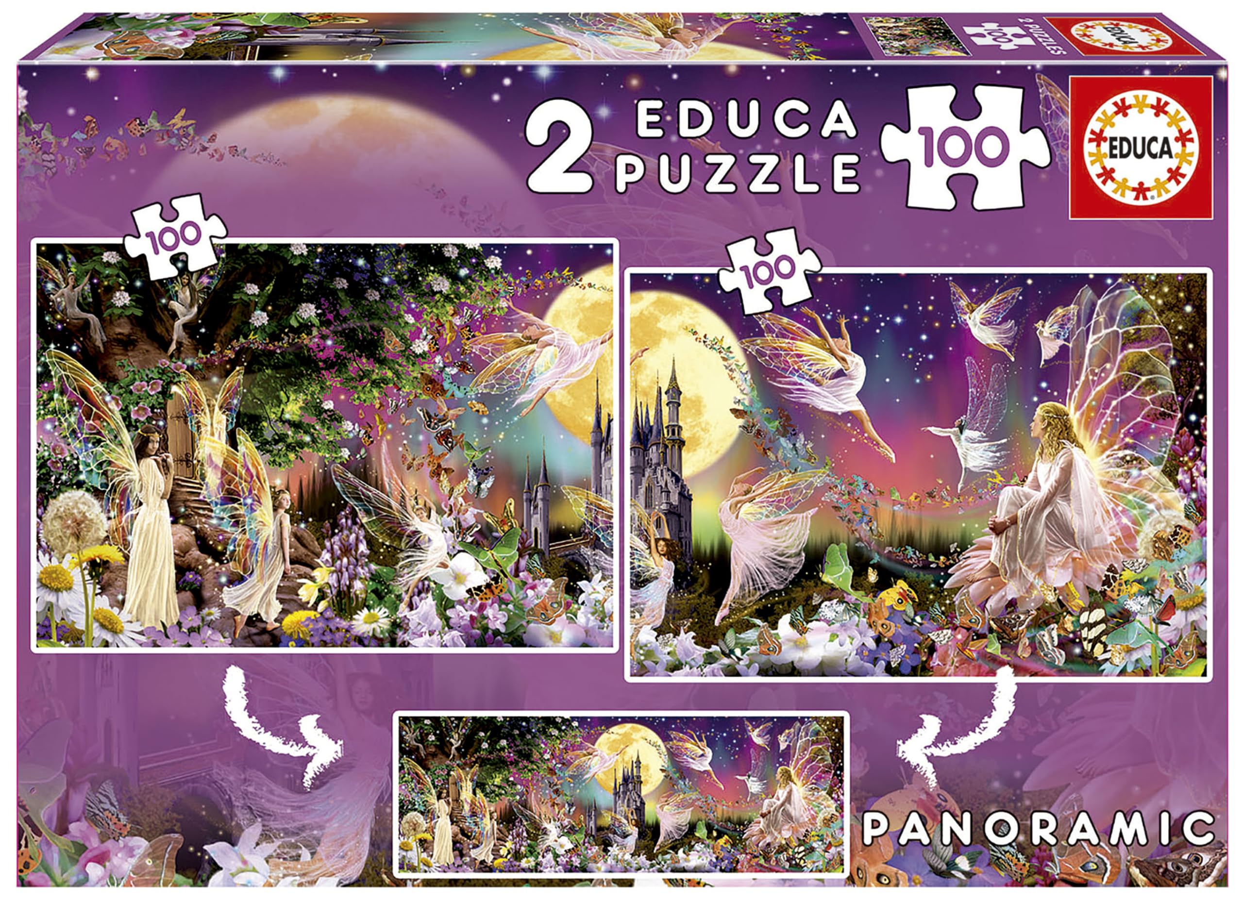 educa-19291-feen-triptychon-puzzle-2x100-teile-fantasy image 1