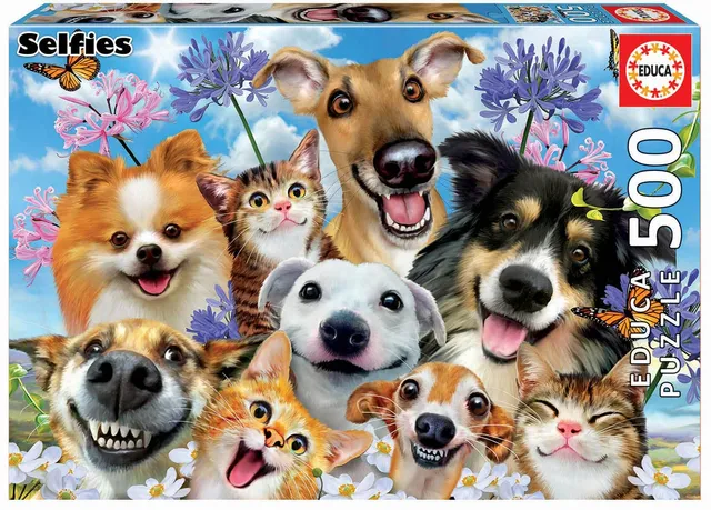 educa-hunde-und-katzen-selfie-puzzle-500-teile-tiermotiv image 1