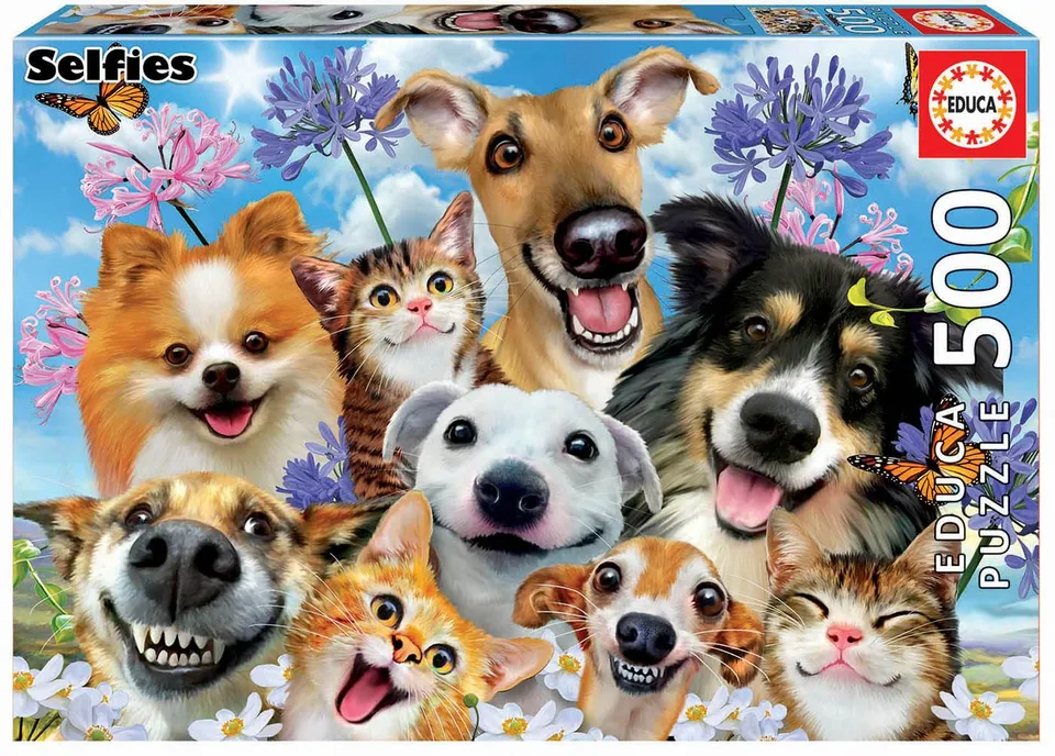 educa-hunde-und-katzen-selfie-puzzle-500-teile-tiermotiv image 1