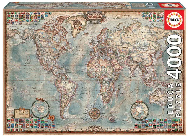 educa-14827-antike-weltkarte-puzzle-4000-teile-wandbild image 1