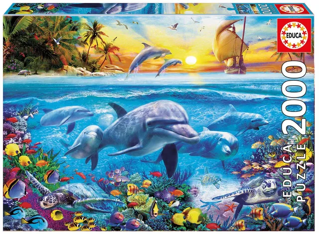educa-delfinfamilie-17672-2000-teile-puzzle-delfine-96-x-68-cm image 1