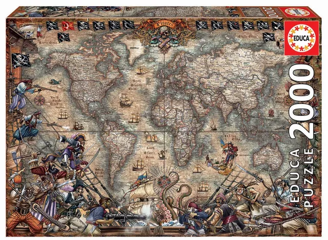 educa-18008-piraten-weltkarte-puzzle-2000-teile-ab-12 image 1
