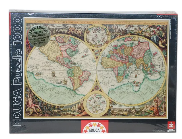 educa-alte-weltkarte-1000-teile-puzzle-mit-kleber-ab-8-jahren image 1