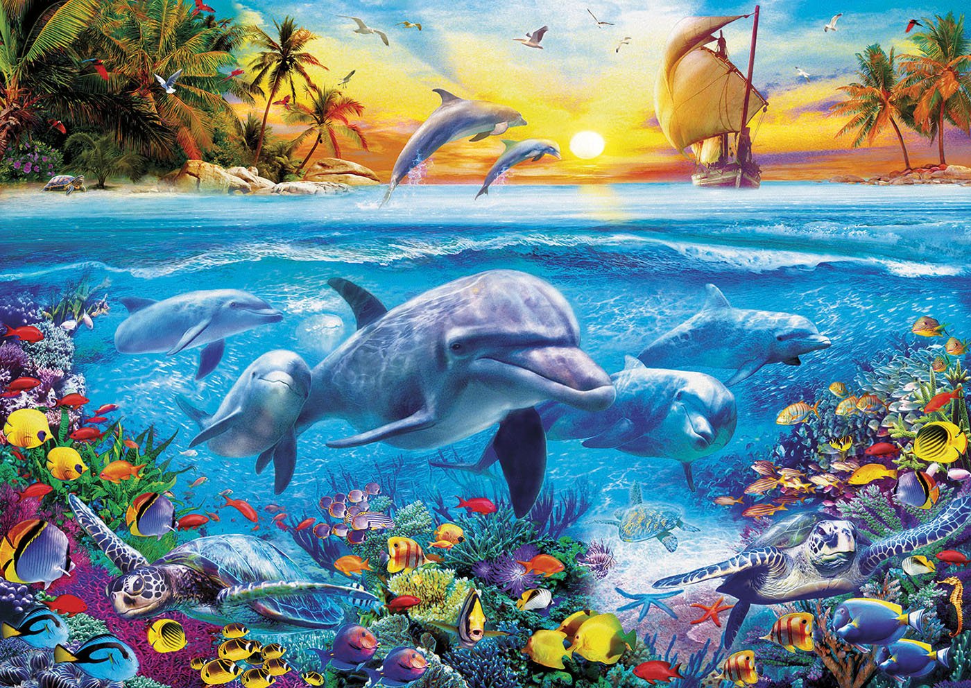 educa-delfinfamilie-17672-2000-teile-puzzle-delfine-96-x-68-cm image 2