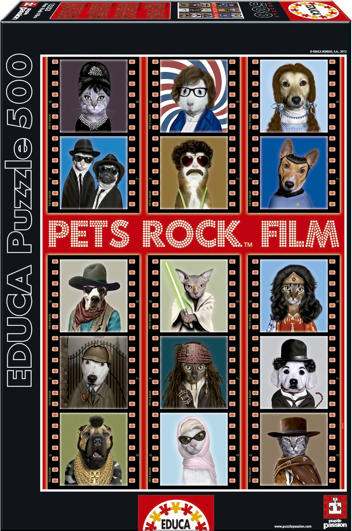 educa-15553-pets-rock-film-puzzle-500-teile-tiere image 1