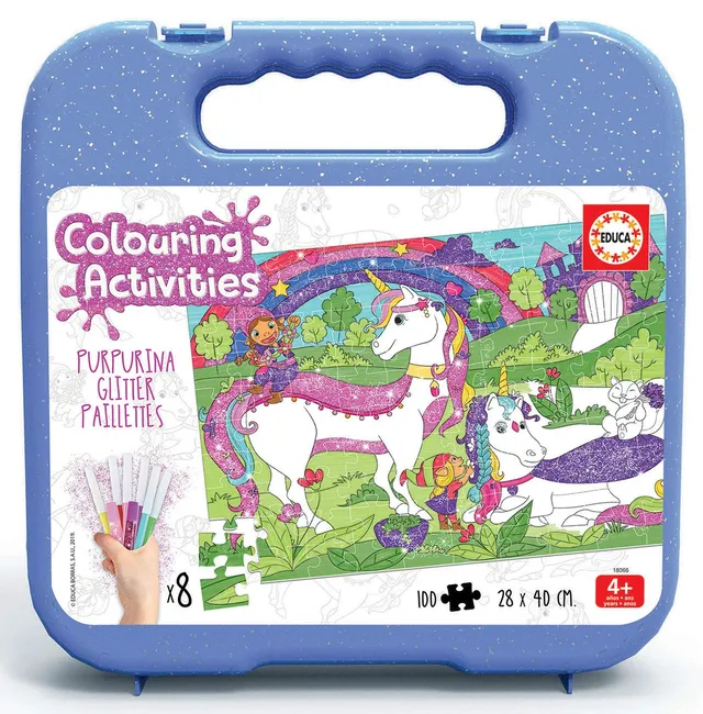 educa-colouring-einhorn-malpuzzle-100-teile-mit-stiften image 1