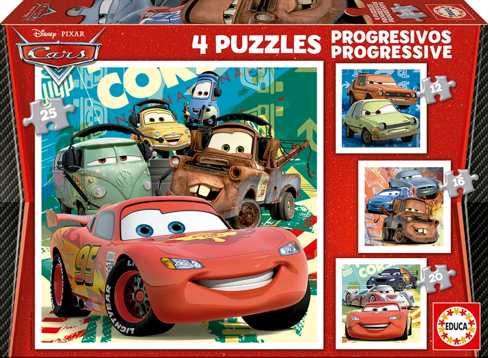 educa-cars-4in1-kinderpuzzle-12-25-teile-lightning-mcqueen image 1