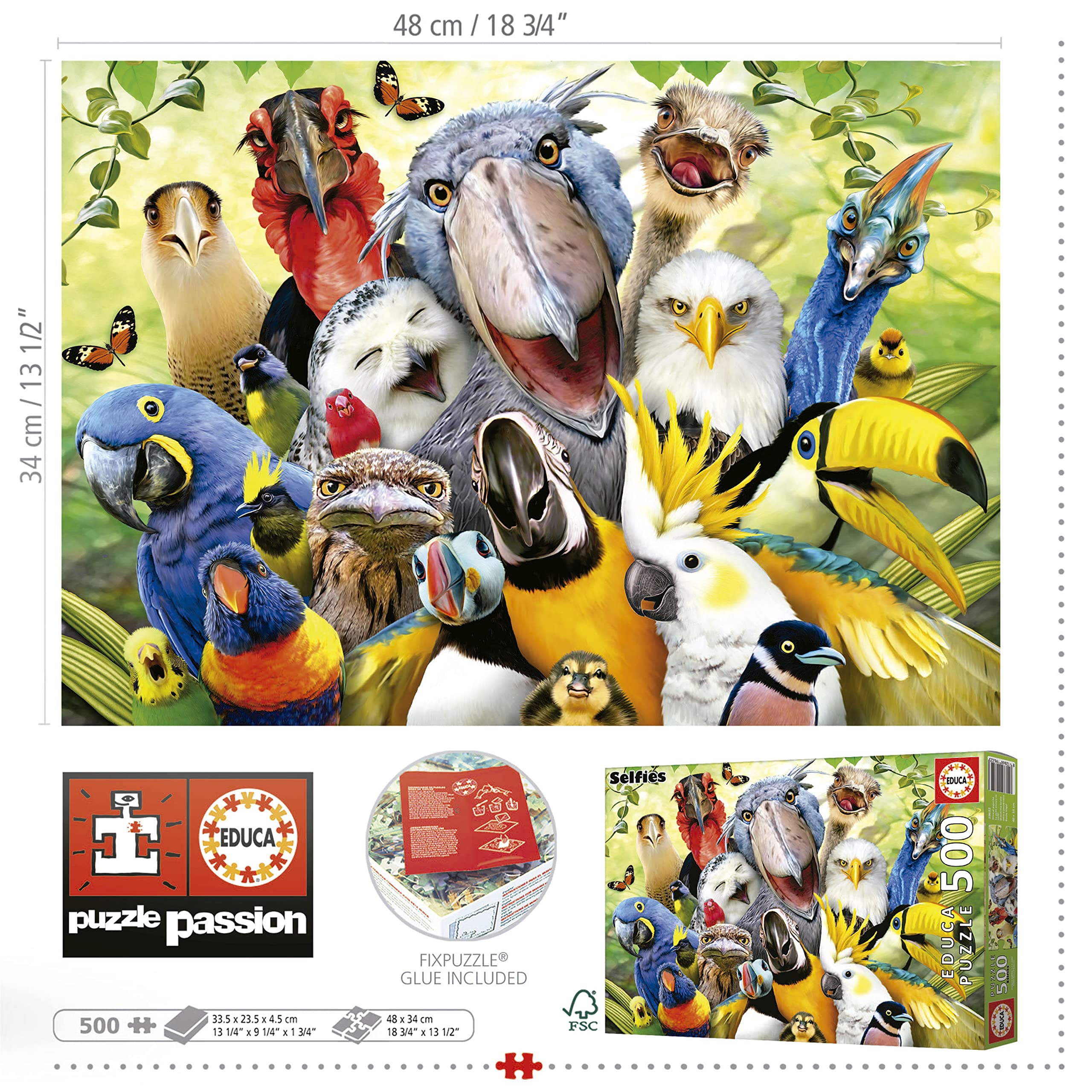 educa-bunte-v-gel-puzzle-500-teile-selfies-papagei-ab-11-j image 3