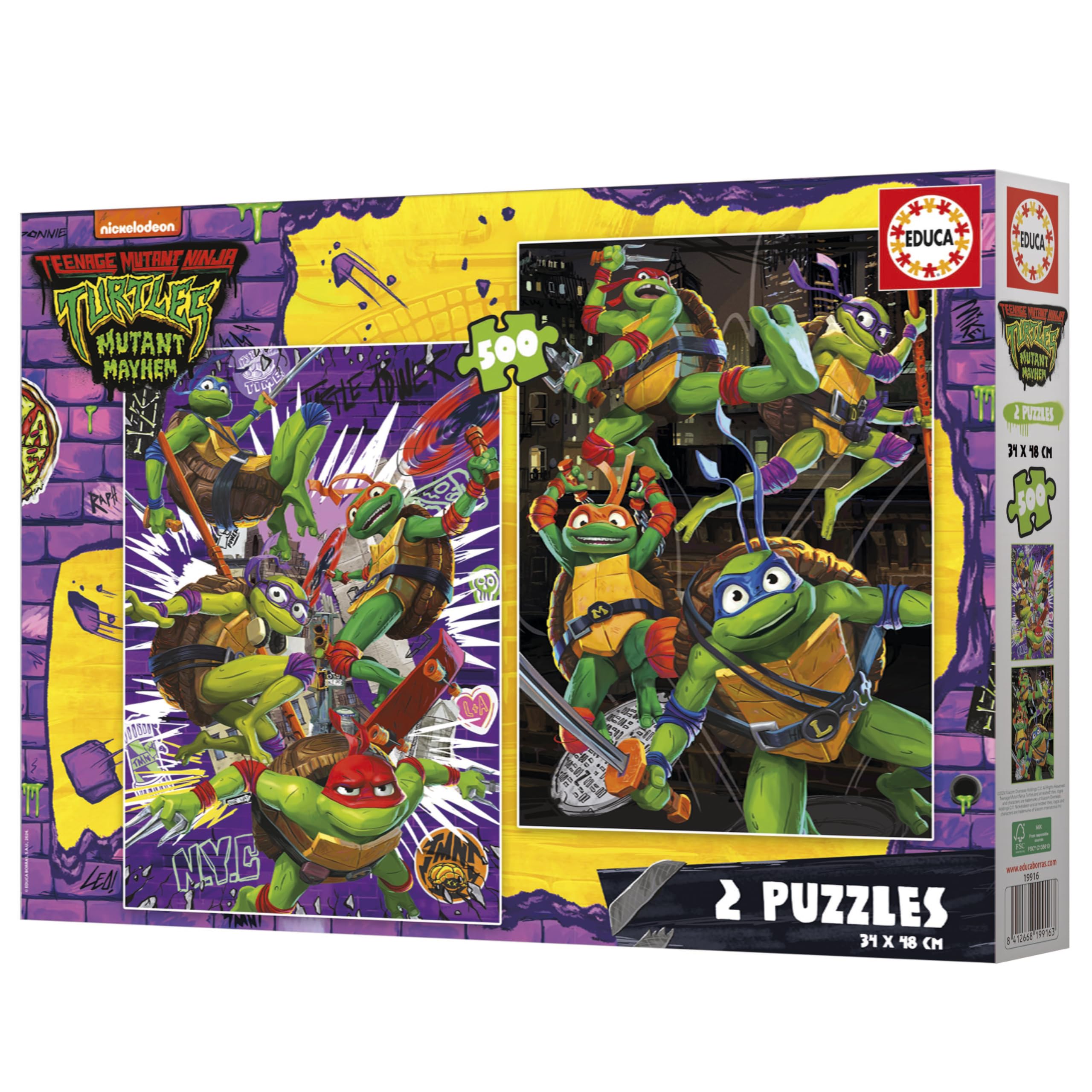 educa-ninja-turtles-19916-puzzle-2x500-teile-set image 3