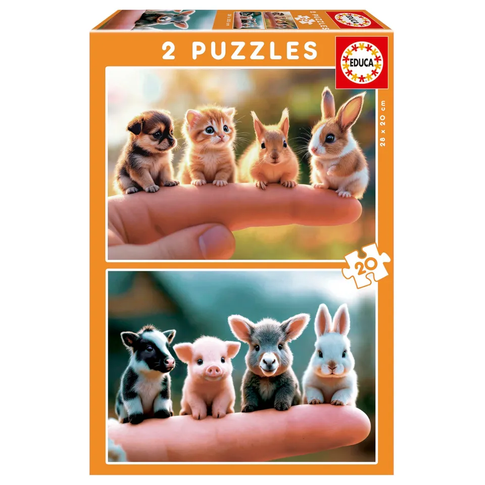 educa-tierbabys-kinderpuzzle-2x20-teile-ab-4-jahren-28x20 image 1