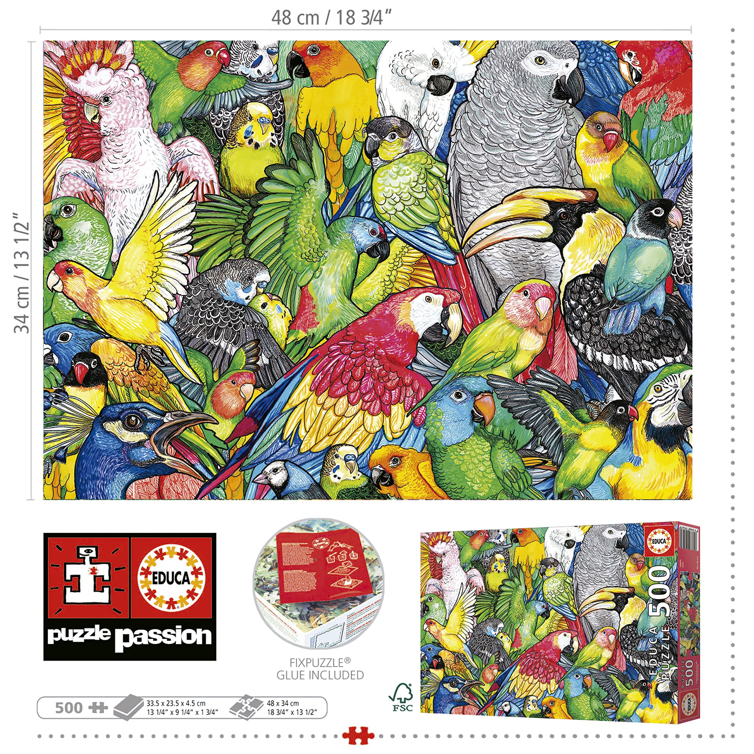 educa-papageien-19547-puzzle-500-teile-tiermotiv image 3