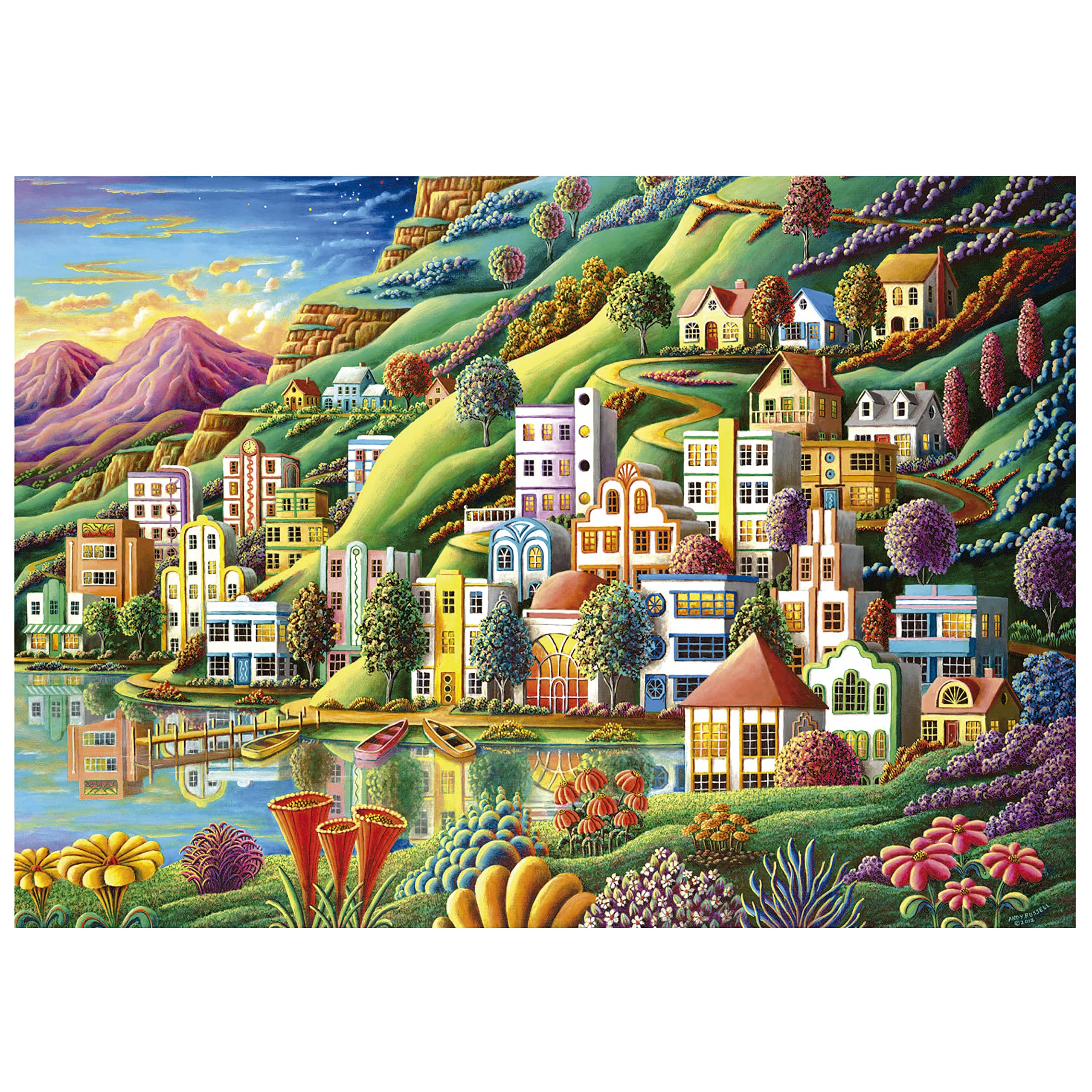 educa-buntes-dorf-am-see-19552-puzzle-500-teile-landschaft image 2