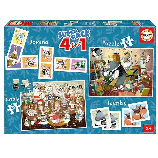 educa-waldgeschichten-kasandra-4-in-1-spiel-puzzle-memo-domino image 1