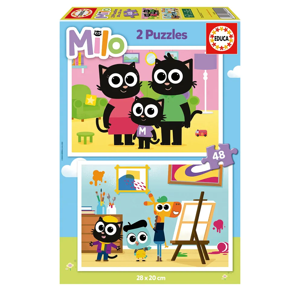 educa-milo-puzzle-2x48-teile-ab-4-jahren-kater-28x20-cm image 1