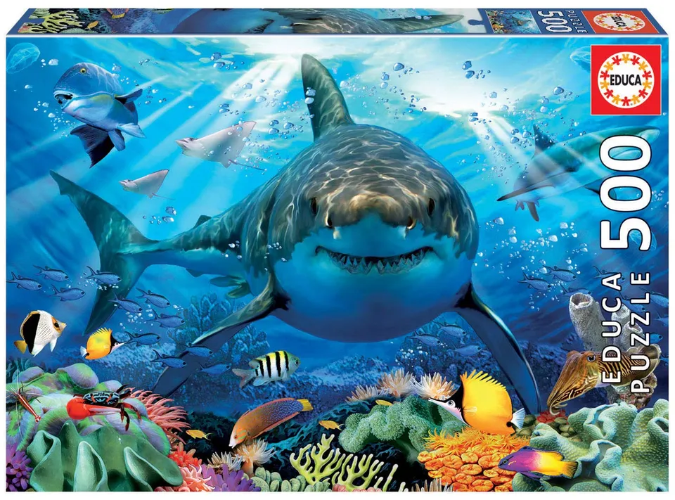 educa-wei-er-hai-puzzle-500-teile-18478-meerestiere-unterwasser image 1