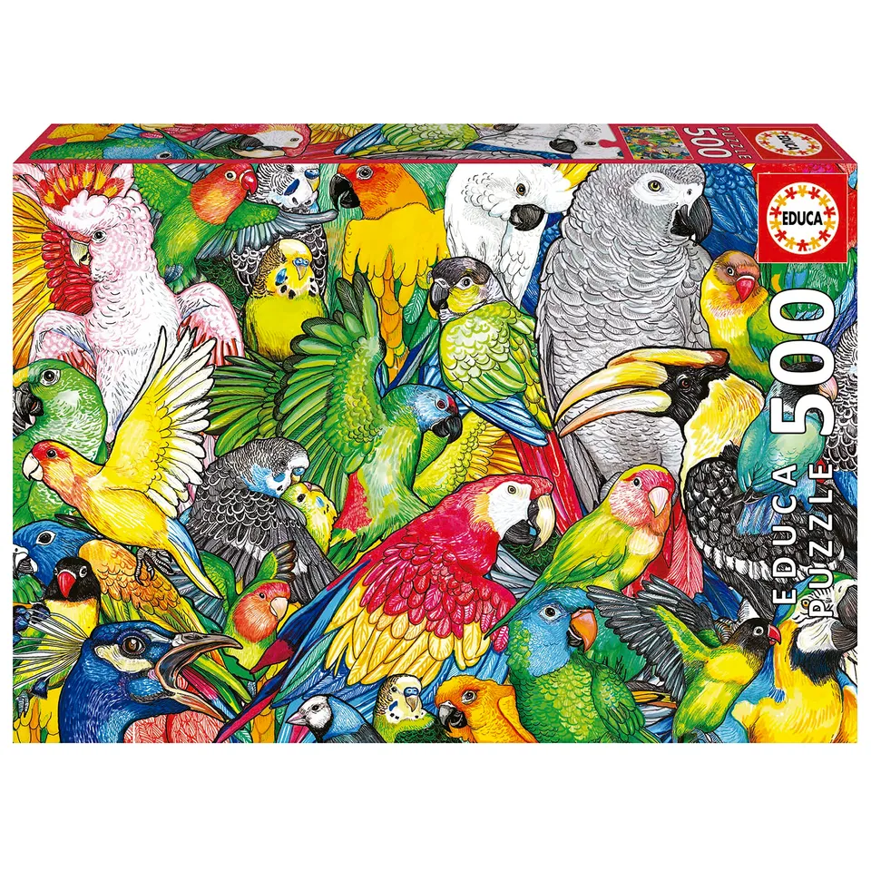 educa-papageien-19547-puzzle-500-teile-tiermotiv image 1